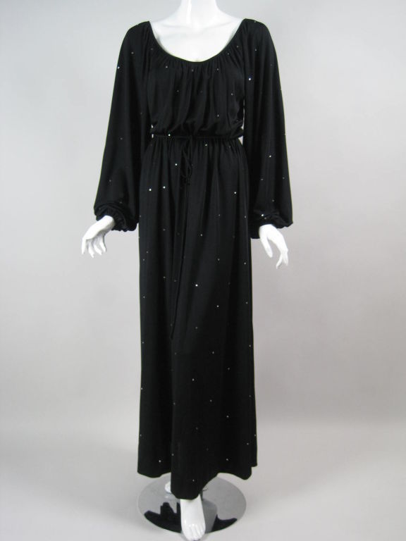 1970's Donald Brooks Jersey Gown with Rhinestones