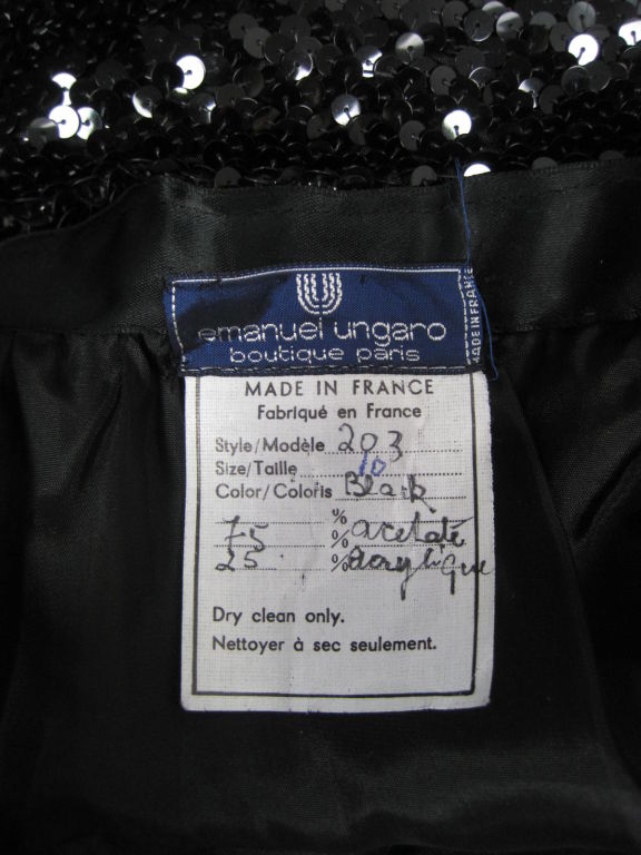 1980's Ungaro Black Sequined Pencil Skirt 3