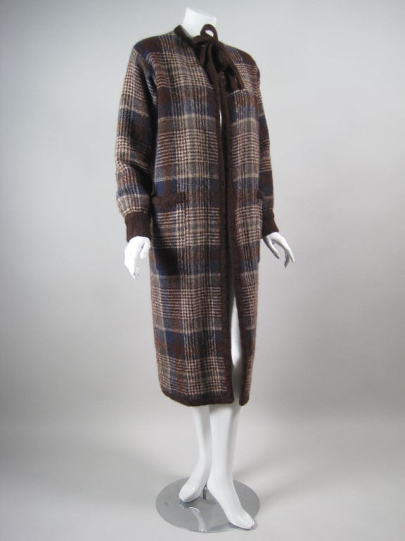 Black 1970's Missoni Plaid Sweater Coat