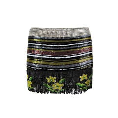 Retro Dolce & Gabbana Beaded Mini Skirt with Rhinestone Waistband