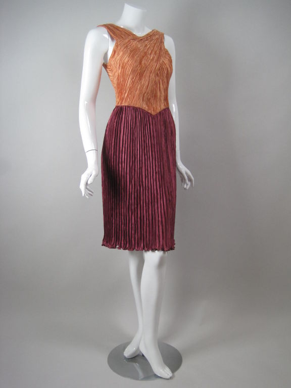 Brown Mary McFadden Couture Dress with Crisscrossed Bodice For Sale