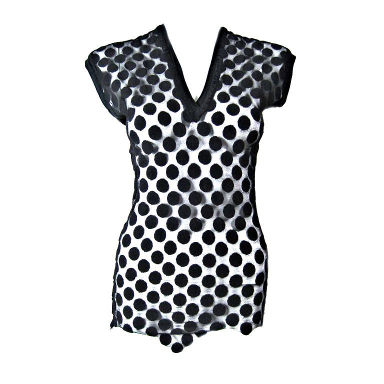 Jean Paul Gaultier Polka Dotted Mesh Top