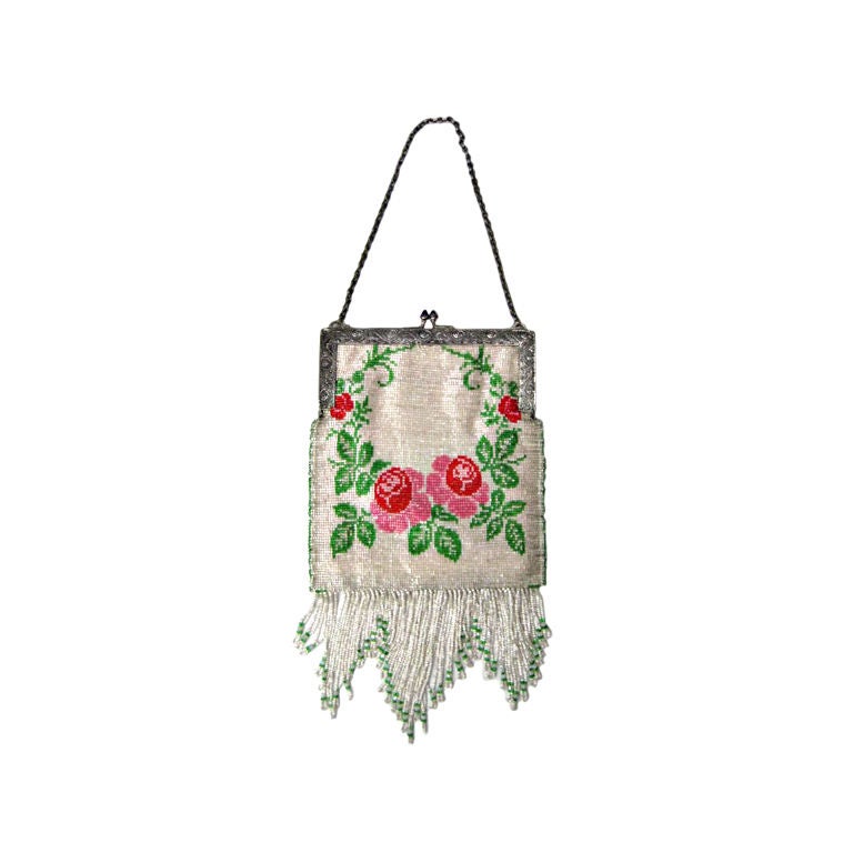 1920
s Beaded Handbag with Fringe For Sale