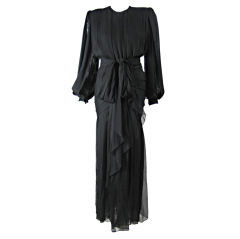Vintage 1980's Amen Wardy Lace and Chiffon Gown
