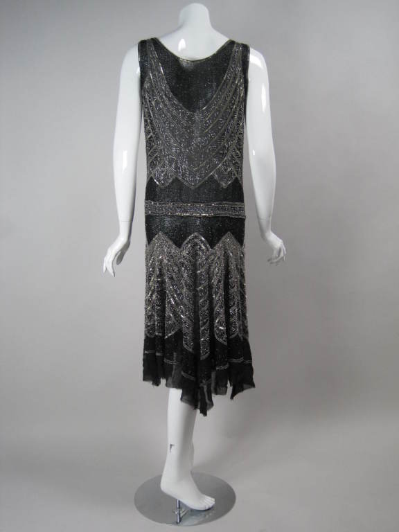 Women's 1920's Beaded Sheath Dress with Tromp L'oeil Detailing