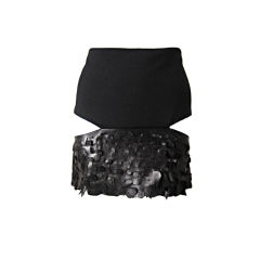 Helmut Lang Mini Skirt with Open Sides and Leather Hem