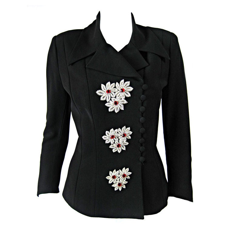 Karl Lagerfeld Jacket with Beaded Floral Sprays