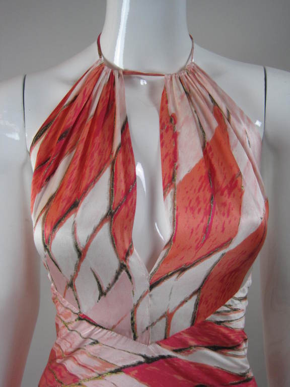 Roberto Cavalli Bias-Cut Gown with Ruffled Fishtail Hem For Sale 3