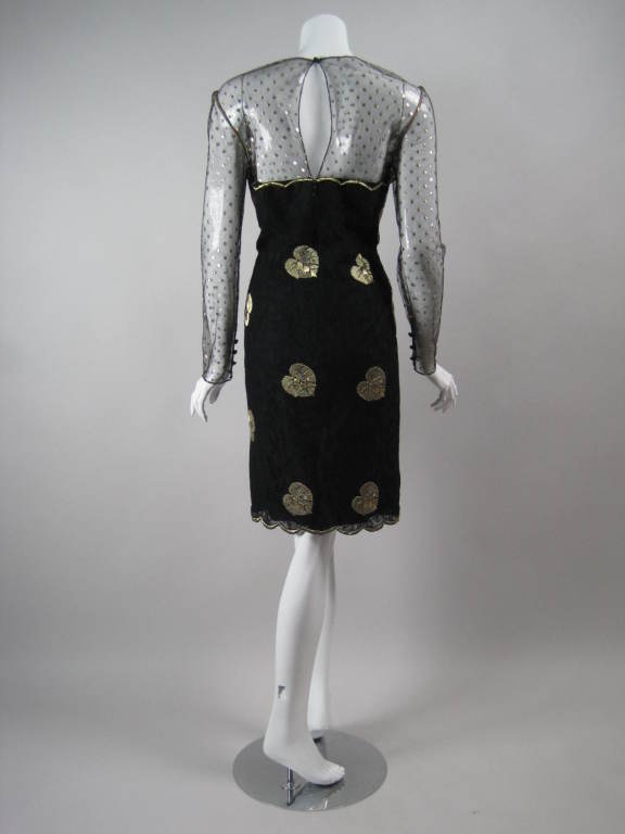 Women's 1980's Bill Blass Lace and Net Cocktail Dress