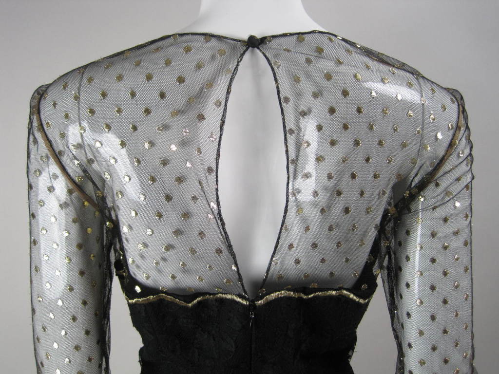 1980's Bill Blass Lace and Net Cocktail Dress 3