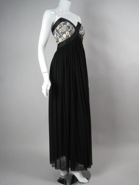 Black Vicky Tiel Couture Strapless Goddess Gown For Sale
