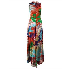 1970's Multicolored Printed Gown