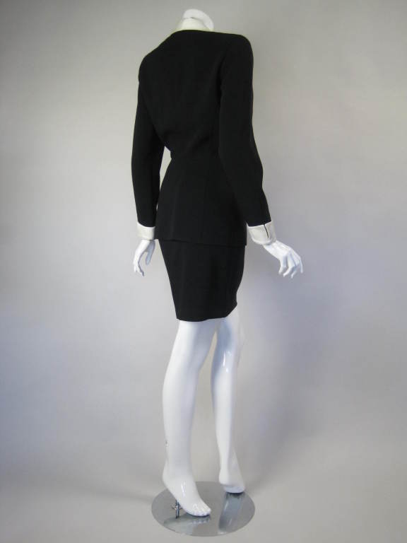 Women's Thierry Mugler Black Faille Suit with Satin Details