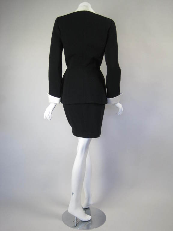 Thierry Mugler Black Faille Suit with Satin Details 1