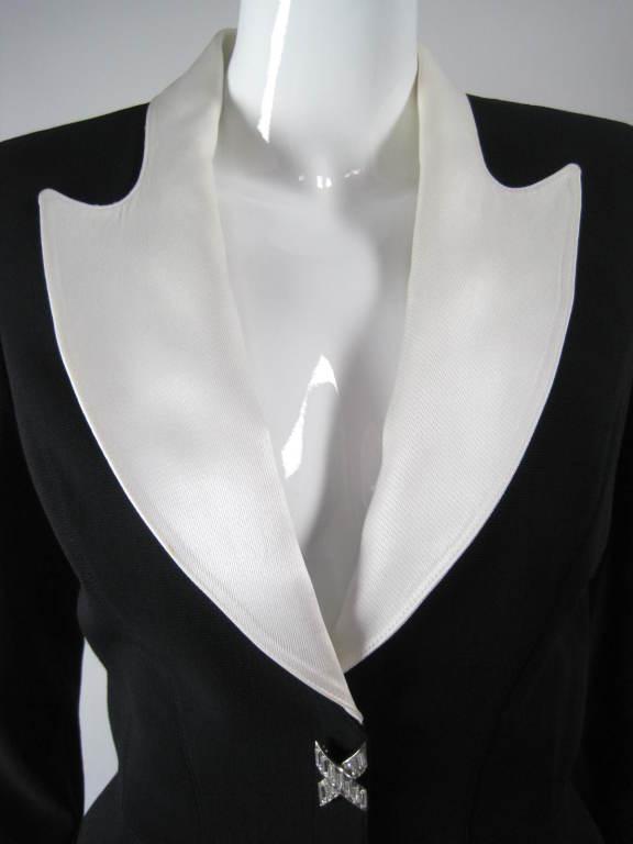 Thierry Mugler Black Faille Suit with Satin Details 2