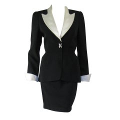 Thierry Mugler Black Faille Suit with Satin Details 11