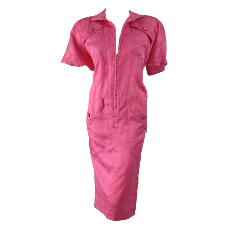 1980's Mila Schon Polished Cotton Dress For Sale