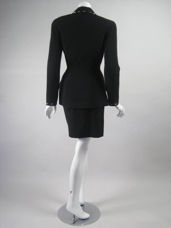 Women's Thierry Mugler Skirt Suit with Metal Studded Details For Sale