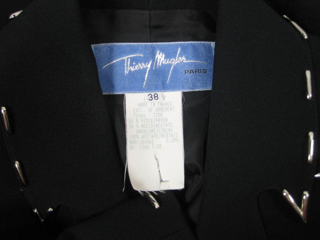 Thierry Mugler Skirt Suit with Metal Studded Details For Sale 3