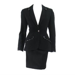 Vintage Thierry Mugler Skirt Suit with Metal Studded Details