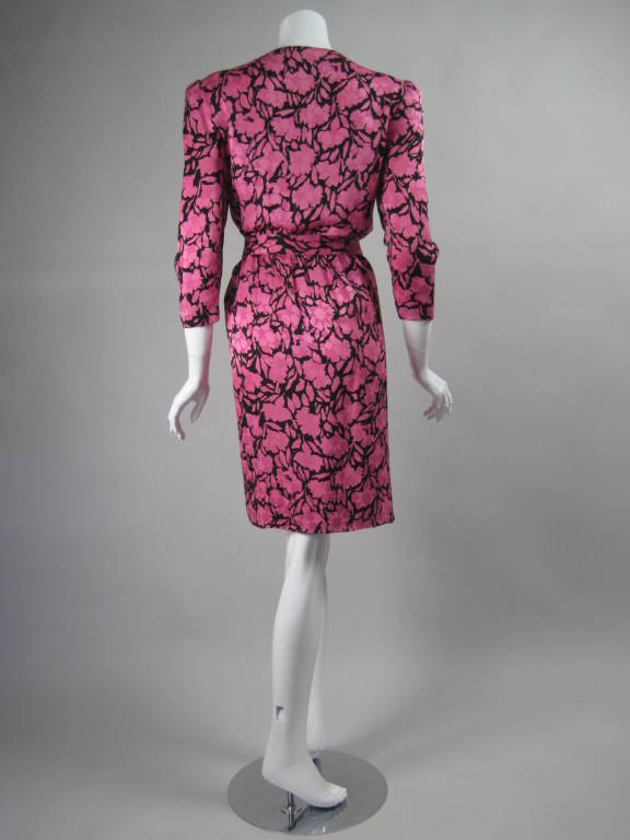 1980's Oscar De La Renta Pink Cocktail Dress 2
