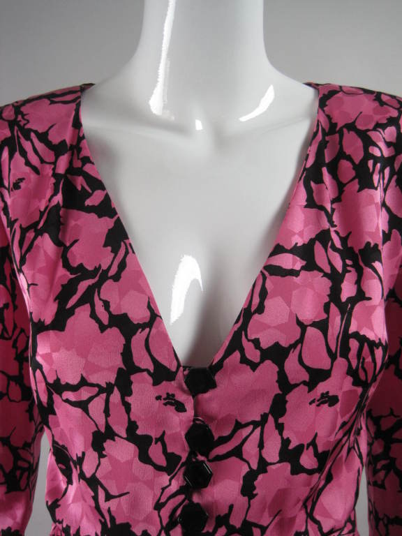 1980's Oscar De La Renta Pink Cocktail Dress 3