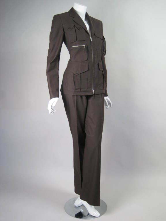 Black Jean Paul Gaultier Military-Inspired Trouser Suit For Sale