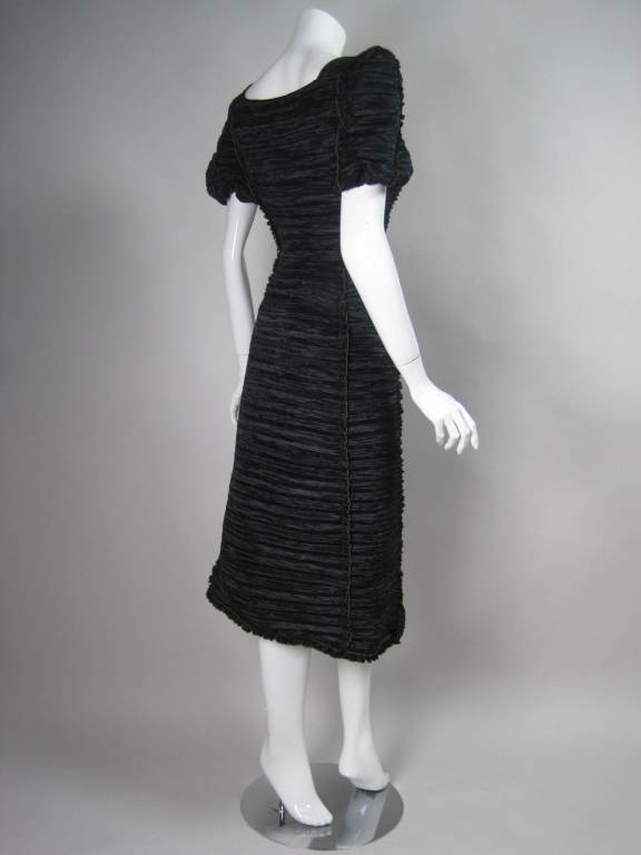 Women's Mary McFadden Black Pleated Cocktail Dress For Sale