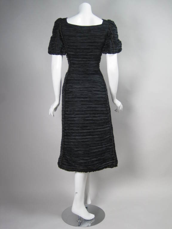 Mary McFadden Black Pleated Cocktail Dress For Sale 1