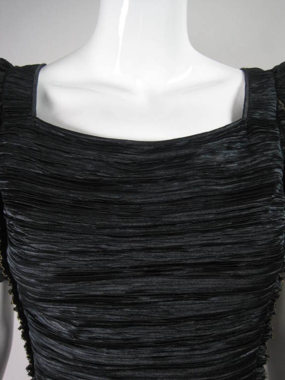 Mary McFadden Black Pleated Cocktail Dress For Sale 2