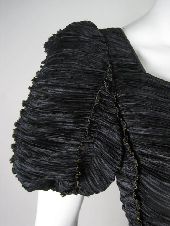 Mary McFadden Black Pleated Cocktail Dress For Sale 3