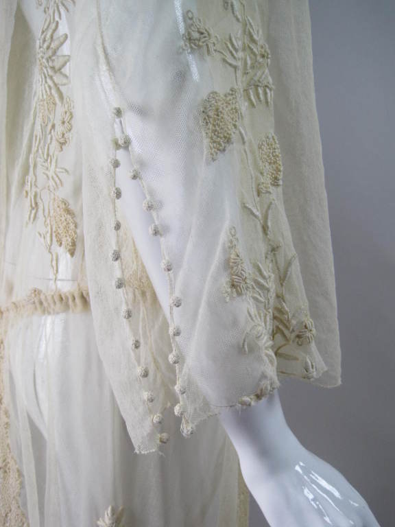 1920's Ecru Net Hand-Embroidered Irish Crochet Dress 5