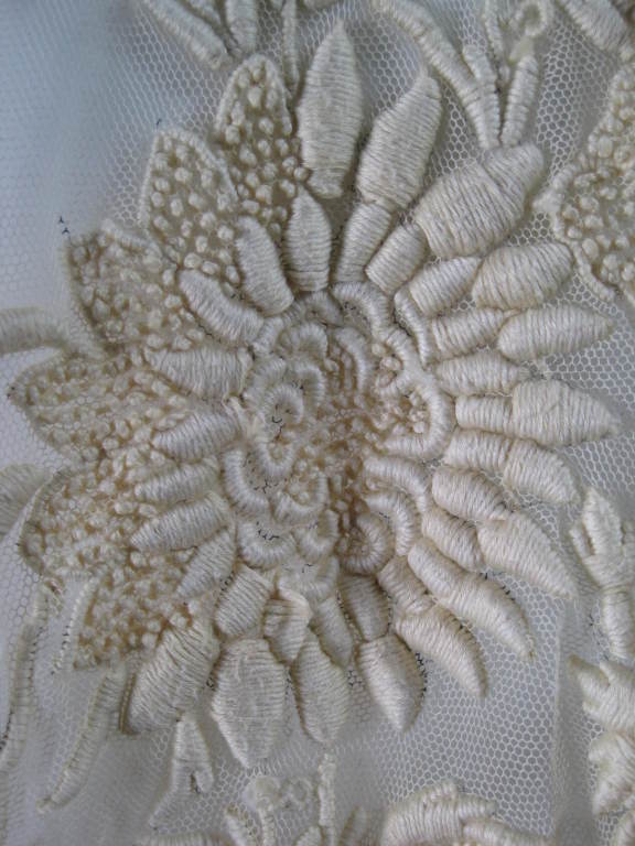 1920's Ecru Net Hand-Embroidered Irish Crochet Dress 6