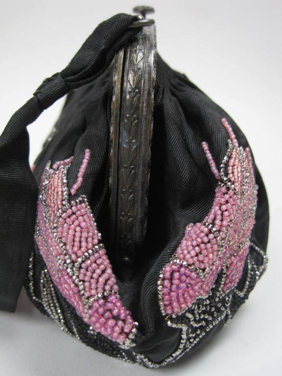 Black 1920's French Beaded Handbag