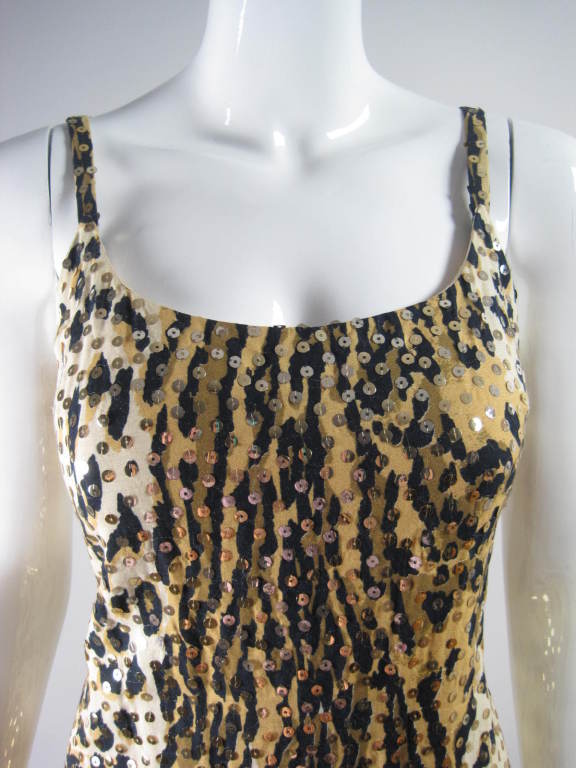 1970's Mollie Parnis Sequined Leopard Print Gown and Jacket For Sale 1