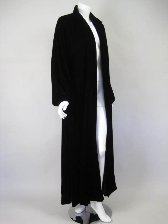 1970's Halston Black Velvet Opera Coat 1