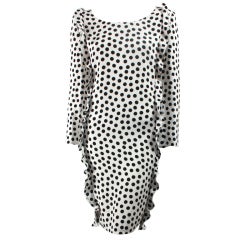 1980's Galanos Polka Dotted Silk Cocktail Dress