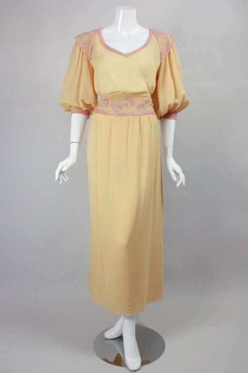 1970's Chloé Beaded Silk Chiffon Ensemble
