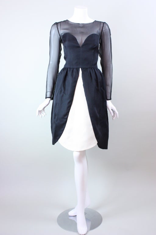 1980's Bill Blass Black and White Cocktail Dress