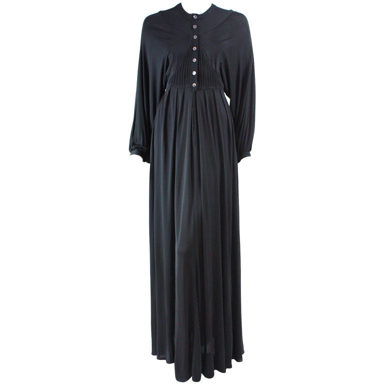 1970's Jean Muir Black Jersey Gown at 1stDibs