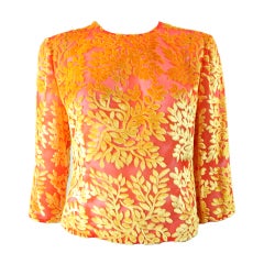 Versace Brightly-Colored Cut Velvet Blouse