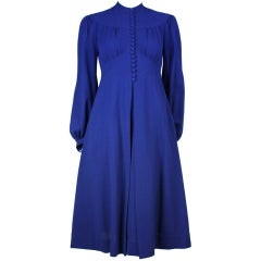 Vintage 1970's Jean Muir Dark Blue Crepe Dress