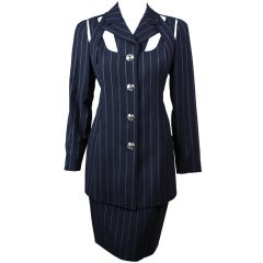 Gianni Versace Pinstriped Suit with Cut-Out Detailing