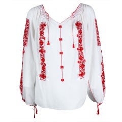 1930's Eastern European Embroidered Peasant Blouse