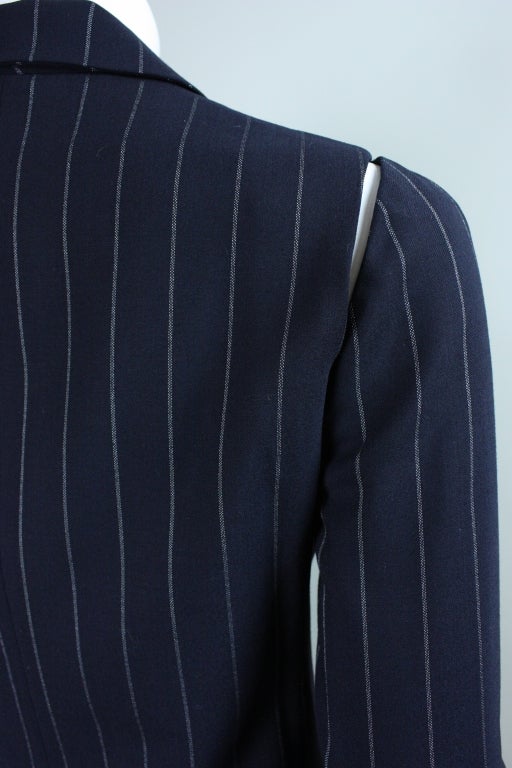Gianni Versace Pinstriped Suit with Cut-Out Detailing For Sale 4