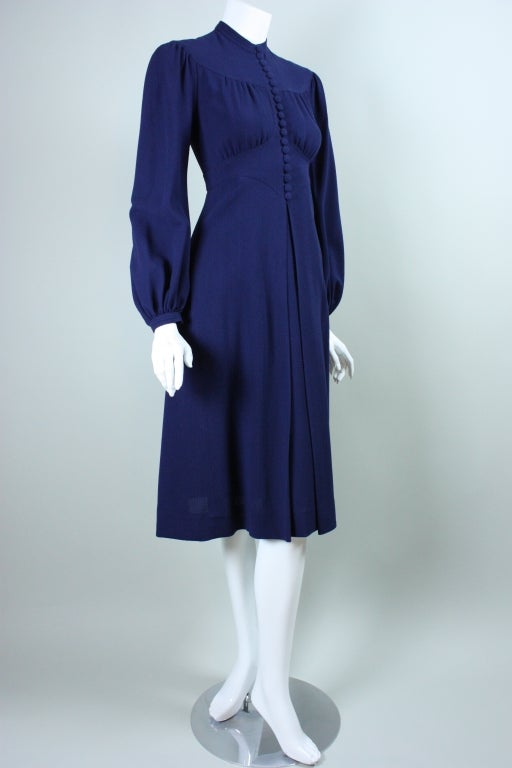 1970's Jean Muir Dark Blue Crepe Dress 1