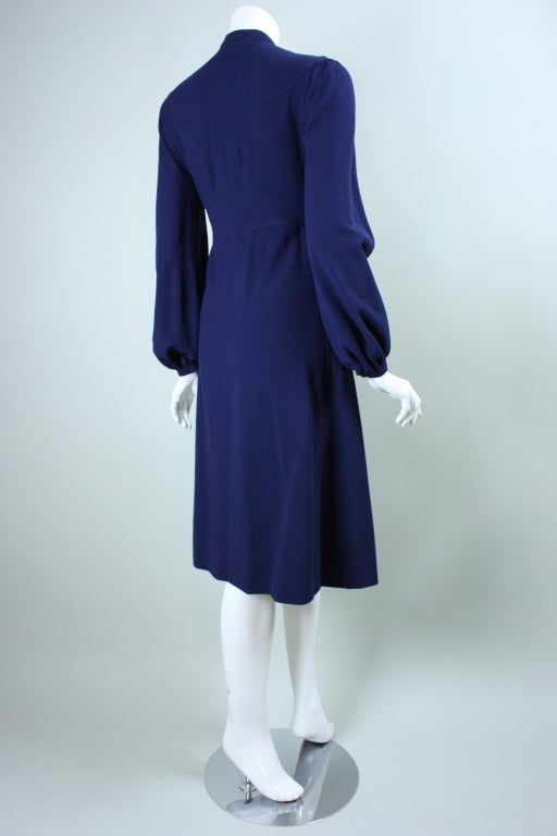 1970's Jean Muir Dark Blue Crepe Dress 2