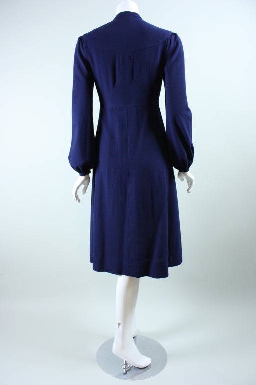 1970's Jean Muir Dark Blue Crepe Dress 3