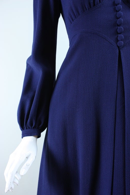1970's Jean Muir Dark Blue Crepe Dress 5