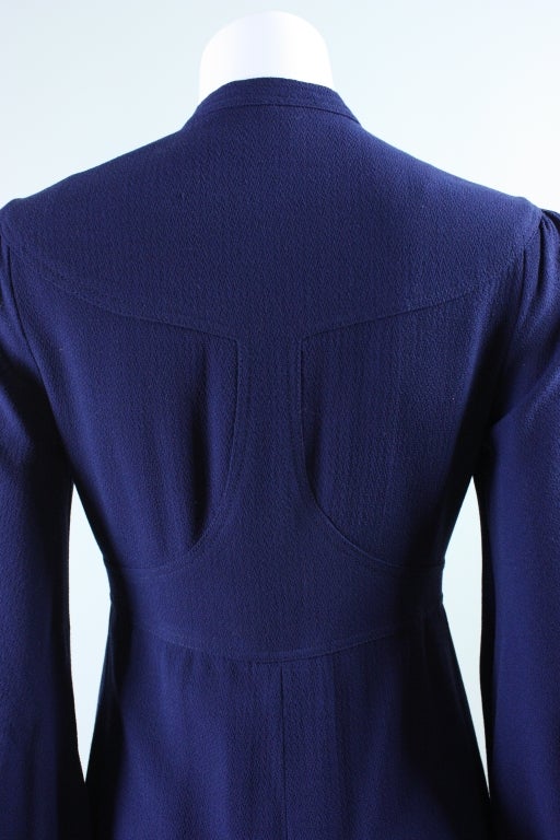 1970's Jean Muir Dark Blue Crepe Dress 6
